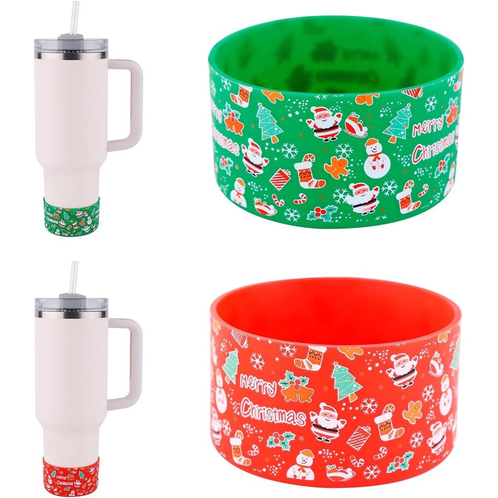 2Pcs Christmas Silicone‎ Tumbler Boots Red Green Holiday Protective Sleeves